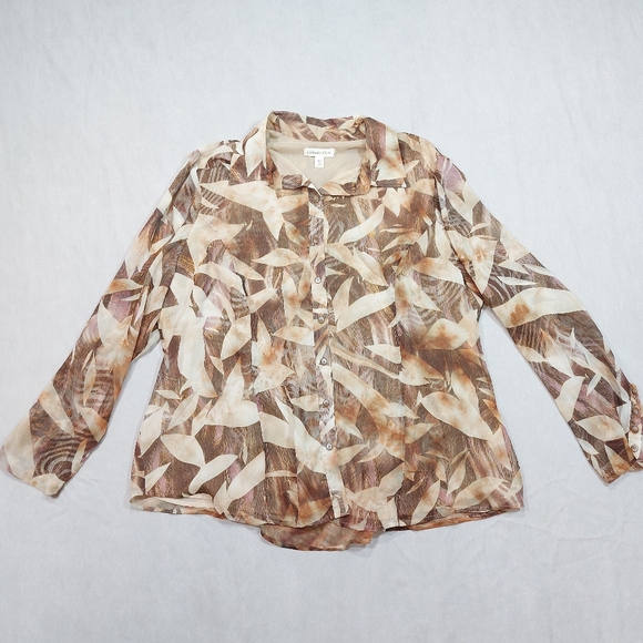 COLDWATER Creek Cotton Sheer Blouse, 2X (20W- 22W) - Picture 2 of 11